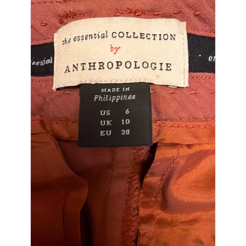 Anthropologie Trousers Orange Floral Essential Collection Straight Leg Pants 6